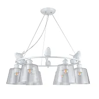 Люстра подвесная Пассеро (Passero) A4289LM-6WH Arte Lamp прозрачная на 6 ламп, основание белое в стиле прованс классический птички Люстра подвесная Пассеро (Passero) A4289LM-6WH Arte Lamp прозрачная на 6 ламп, основание белое в стиле прованс классический птички